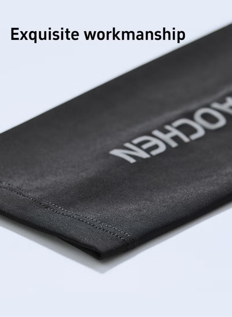 Miaochen Ultra-thin anti-ultraviolet arm sleeve sunscreen mask PDF50+ men's  ice silk sleeve outdoor sports sunscreen 2-piece set black（L size） - Image 4